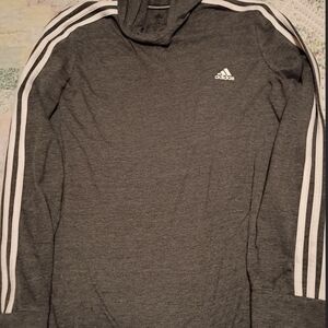 Adidas Gray Hoodie with White Stripes